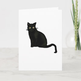 Cartão de Saudação Gato Preto Interior em Branco