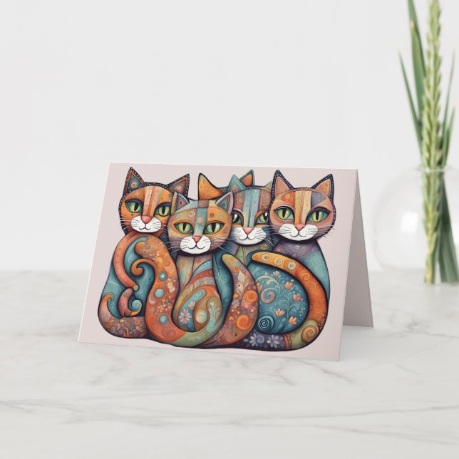 cartão de saudação gatos calmantes 3 (Frente)