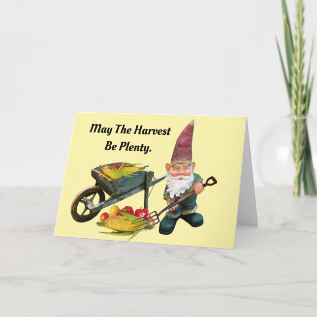 Cartão de Saudação Gnome Harvest de Ação de Graças (Frente)