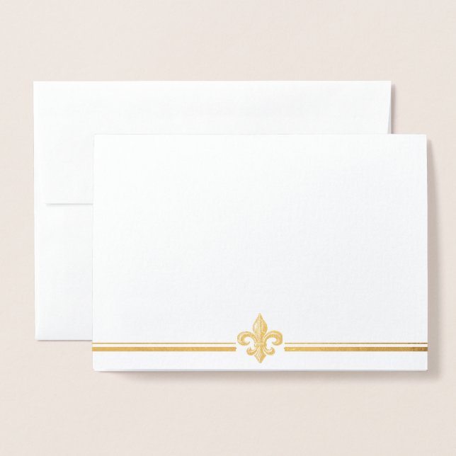 Cartão de Saudação Gold Fleur de Lis (Frente com envelope)