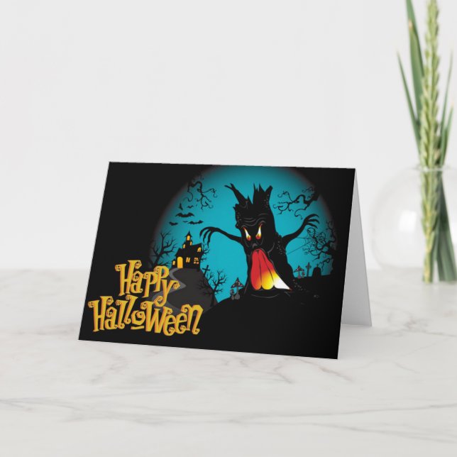 Cartão de Saudação Halloween/Cena Spooky (Frente)