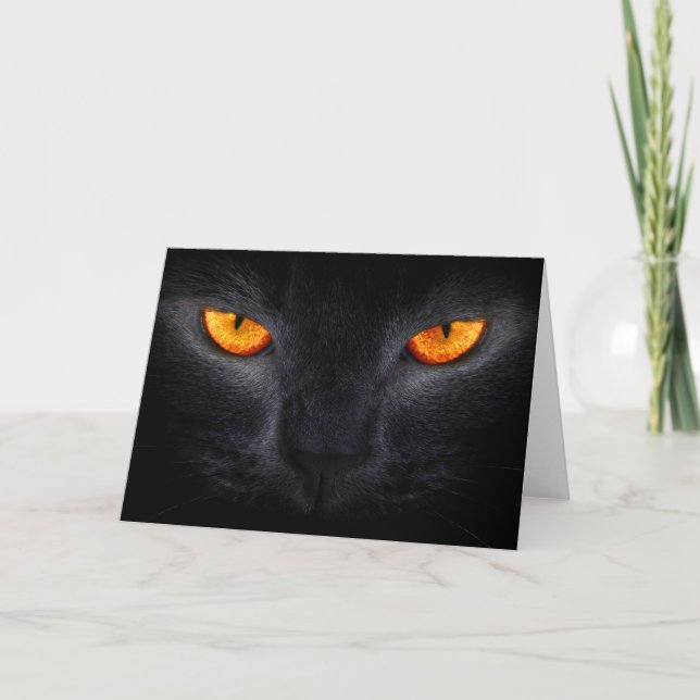 Cartão de Saudação Halloween/Gato Preto (Frente)