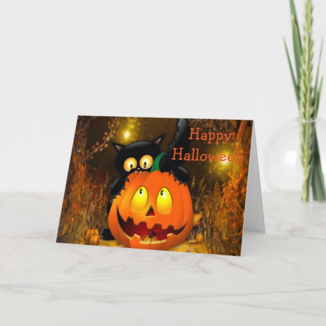 Cartão de Saudação Halloween/Jack-o-lantern (Frente)