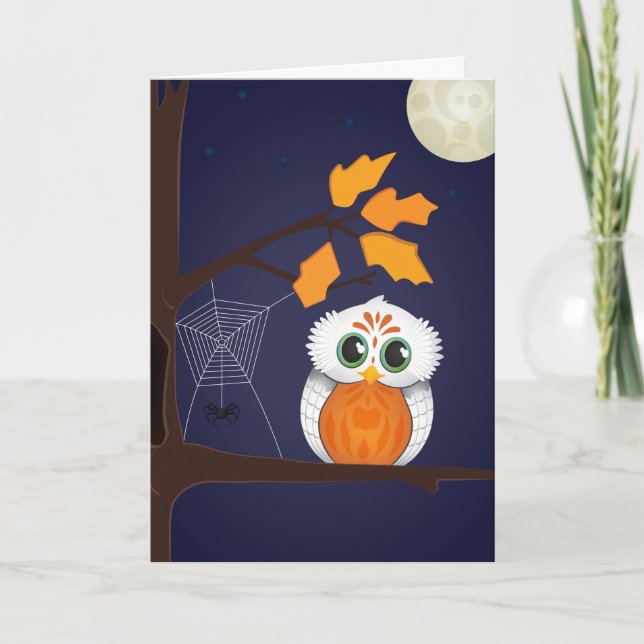 Cartão de Saudação Halloween Owl (Frente)