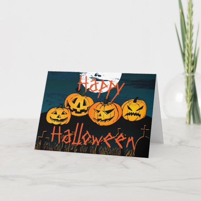 Cartão de Saudação Halloween/Pumpkins (Frente)