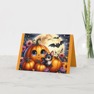 Cartão De Saudação Halloween Pumpkins E Bats