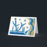 Cartão de Saudação Hanukkah/Chanukah com Envelope<br><div class="desc">Cartão de Saudação Hanukkah/Chanukah com Envelope Branco Azul/Dourado. Design moderno de Menorah com muito zumbido! Personalize eliminando, "Happy Chanukah" e escolhendo o seu estilo de letra, cor, tamanho e texto favoritos. Use a página dentro do vazio para expressar seus melhores desejos para um Hanukkah maravilhoso! Procure por um selo postal,...</div>