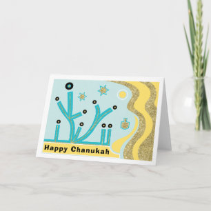 Cartão de Saudação Hanukkah/Chanukah/Envelope Azul