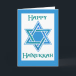 Cartão de Saudação Hanukkah com Estrela de David<br><div class="desc">Um cartão de saudação Hanukkah com uma estrela de David,  de um design de aquarela de Judy Adamson. Sinta-se à vontade para alterar ou apagar a saudação do dentro.</div>