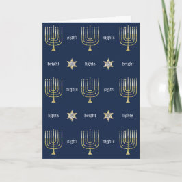 Cartão de Saudação "Hanukkah Dourado/B Menorah" co