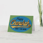 Cartão de Saudação Hanukkah/Envelope "Retro Chanuk<br><div class="desc">O Cartão de Saudação Hanukkah inclui um envelope branco. Retro "Happy Chanukah EST 139 BCE" Personalize eliminando, "Happy" e "EST 139 BCE" e substitua por suas próprias palavras. Escolha seu estilo de fonte, cor, tamanho e texto favoritos. Escreva na página do dentro do vazio para expressar seus melhores desejos por...</div>