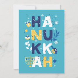 Cartão de Saudação HANUKKAH Menorah Dreidel