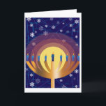 Cartão de Saudação Hanukkah Menorah ouro Brilhante<br><div class="desc">Traga as belas luzes de Chanucá para a estação de inverno com este cartão original de design. Ele mostra as velas brilhando sobre uma menorah ouro, com a neve caindo levemente ao fundo. Envie cartões de saudação que seus amigos e entes queridos lembrarão por sua bela e única arte. Quer...</div>