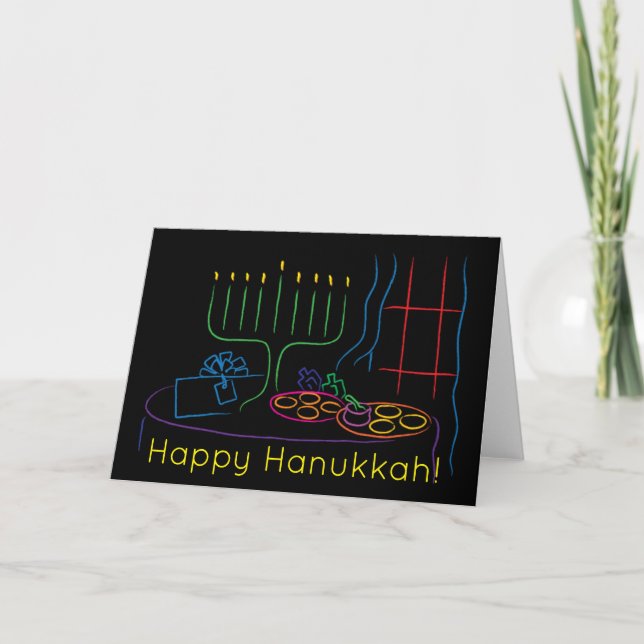 Cartão de Saudação Hanukkah Personalizar com envel (Frente)