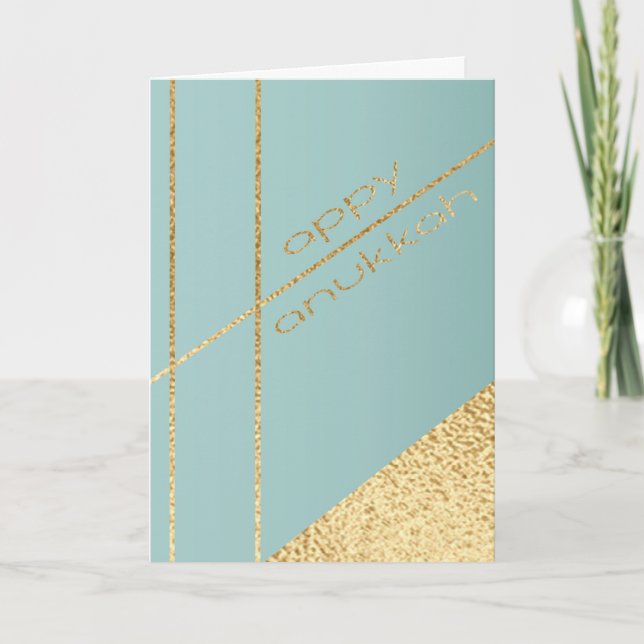 Cartão de Saudação Hanukkah Turquesa Elegante N Do (Frente)