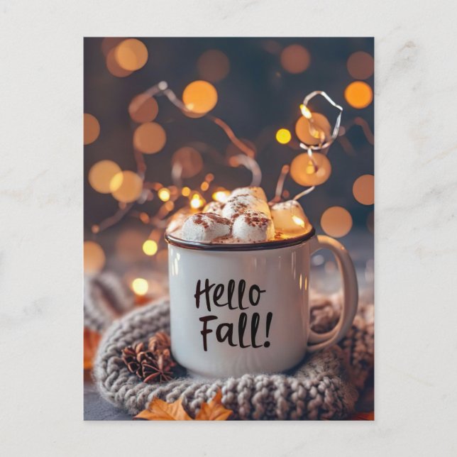 Cartão de saudação Hello Fall com caneca (Frente)
