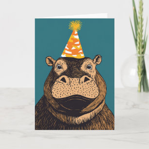 Cartão de Saudação Hippo do Partido - Celebração W