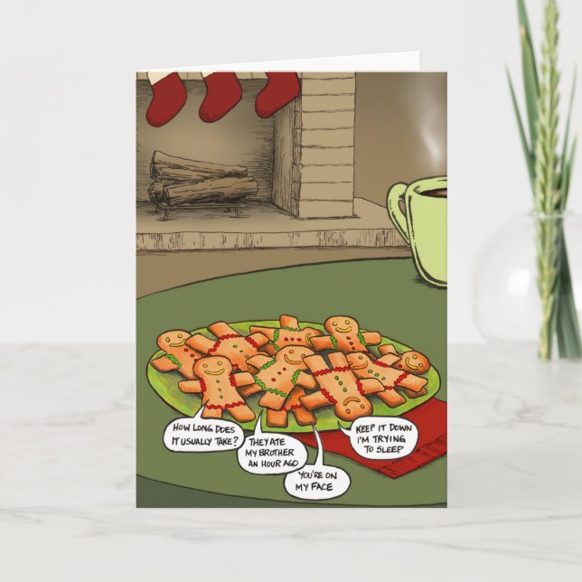 Cartão de Saudação Homens de Pão de Natal Feriado (Frente)