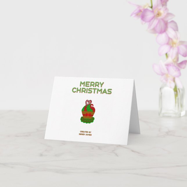 Cartão de Saudação Horizontal Pequeno Cupcake de N (Orquídea)