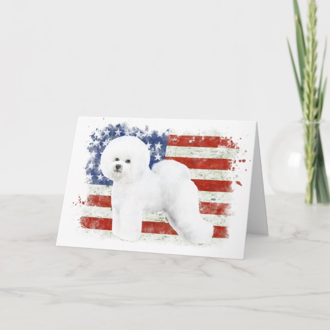 Cartão de Saudação Ilustrado Bichon Frise (Frente)