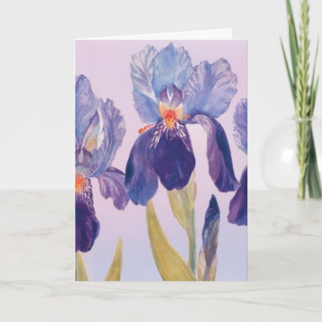 Cartão de Saudação Iris Watercolor com Envelope (Frente)