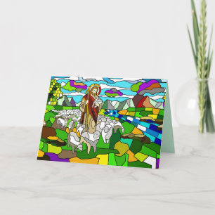 cartão de saudação jesus de vidro colorido