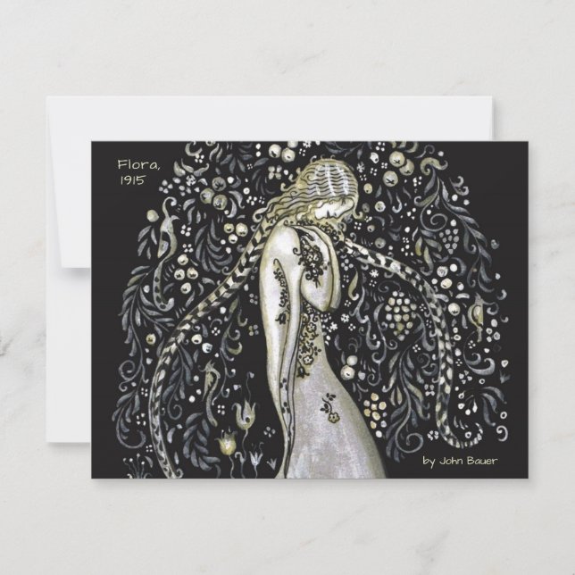 Cartão de Saudação John Bauer Flora CC1148 Art Nou (Frente)