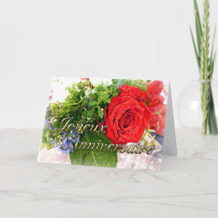 Cartão de Saudação Joyeux Anniversaire Rose Bou