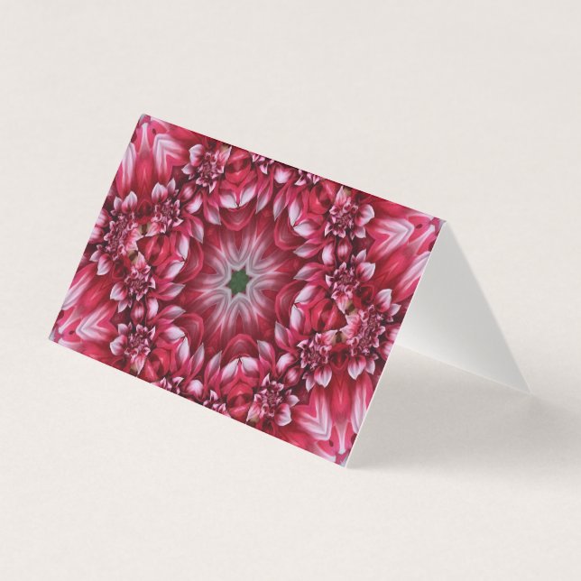 Cartão de Saudação Kaleidoscópico Crimson Dahlia V (Frente)