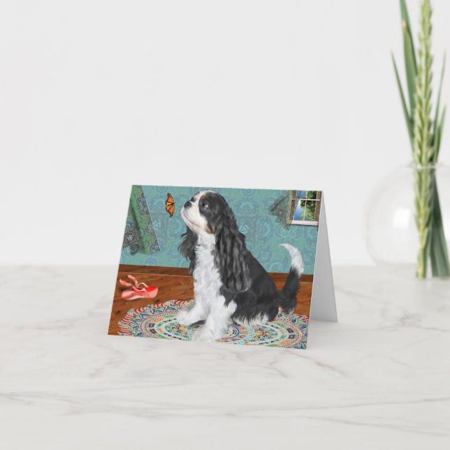 Cartão de saudação, King Charles Cavalier Spaniel, (Frente)