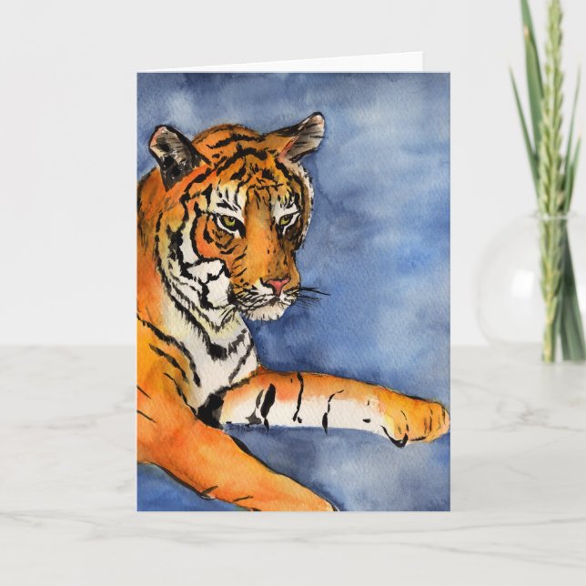 Cartão de Saudação Laranja Bengala Tiger (Vertical (Frente)