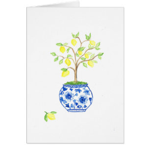 Cartão de Saudação Lemon Chinoiserie Watercolor Im