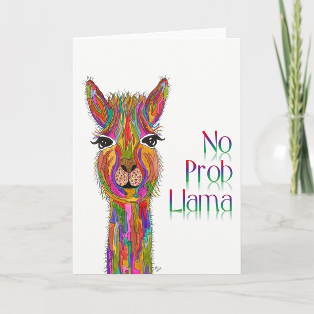 Cartão de Saudação Llama Bonito e Colorido (Frente)