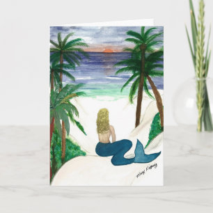 Cartão de saudação loiro de Mermaid