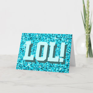 Cartão de saudação 'LOL!' 'Parabéns!' Azul Glitz