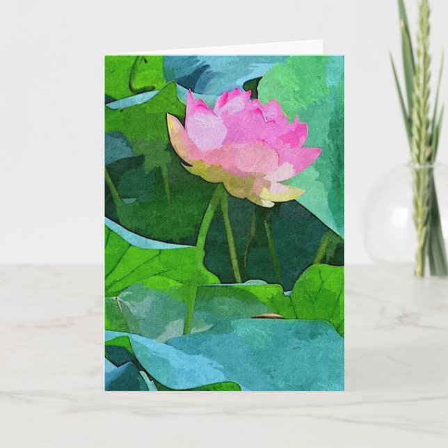 Cartão de Saudação Lótus Rosa Abstrato (Frente)