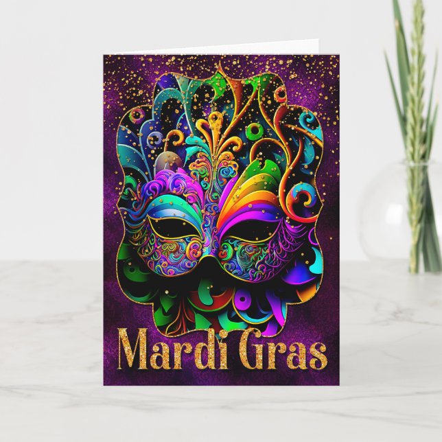 Cartão de Saudação Mardi Gras, Máscara Mardi Gras (Frente)