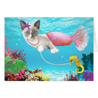 Cartão de Saudação Mermaid Kitten