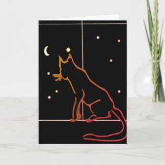 Cartão de Saudação NEGRO CAT À NOITE Dobrado