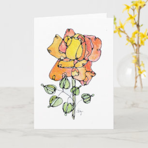 Cartão de Saudação - NGA Watercolor - Rosa laranja