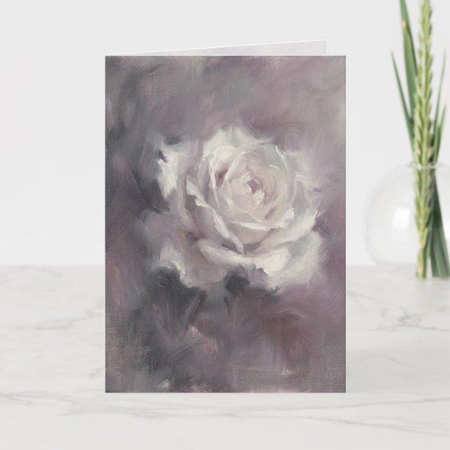 Cartão de Saudação "Óleo sobre Rosa Única" (Frente)
