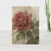 Cartão de Saudação "Óleo sobre Tinta de Rosa Única