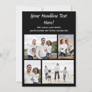 Cartão de Saudação ou Convite para Colagem de 4 Fo