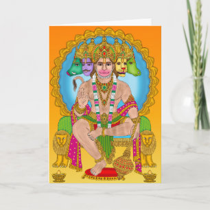 Cartão de Saudação Panchmukhi Hanuman   Hindu Lord