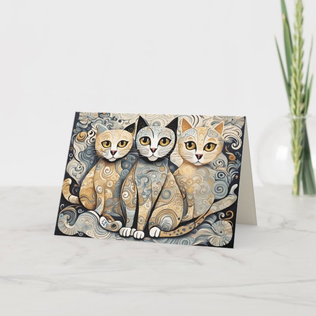 cartão de saudação para gatos calmantes (Frente)