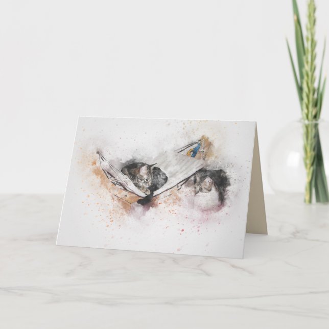 cartão de saudação para gatos relaxantes (Frente)