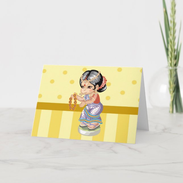 Cartão de Saudação para Menina Indiana (Frente)