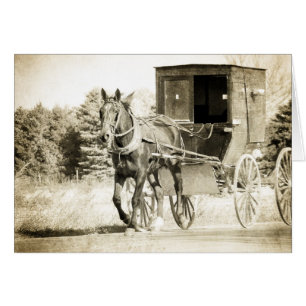 Cartão de Saudação para o Cavalo e o Buggy Sepia T