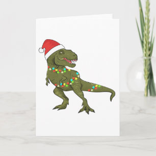 Cartão de Saudação para Papais noeis T-Rex do Dino