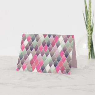 cartão de saudação pastel de diamante verde rosa